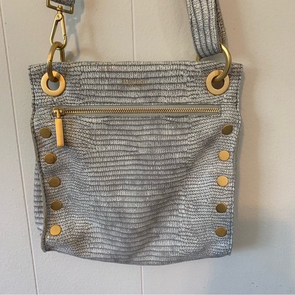 Hammitt Handbags - Hammit Tony Medium Bag Gray snakeskin print/ Brushed Gold Hardware crossbody bag